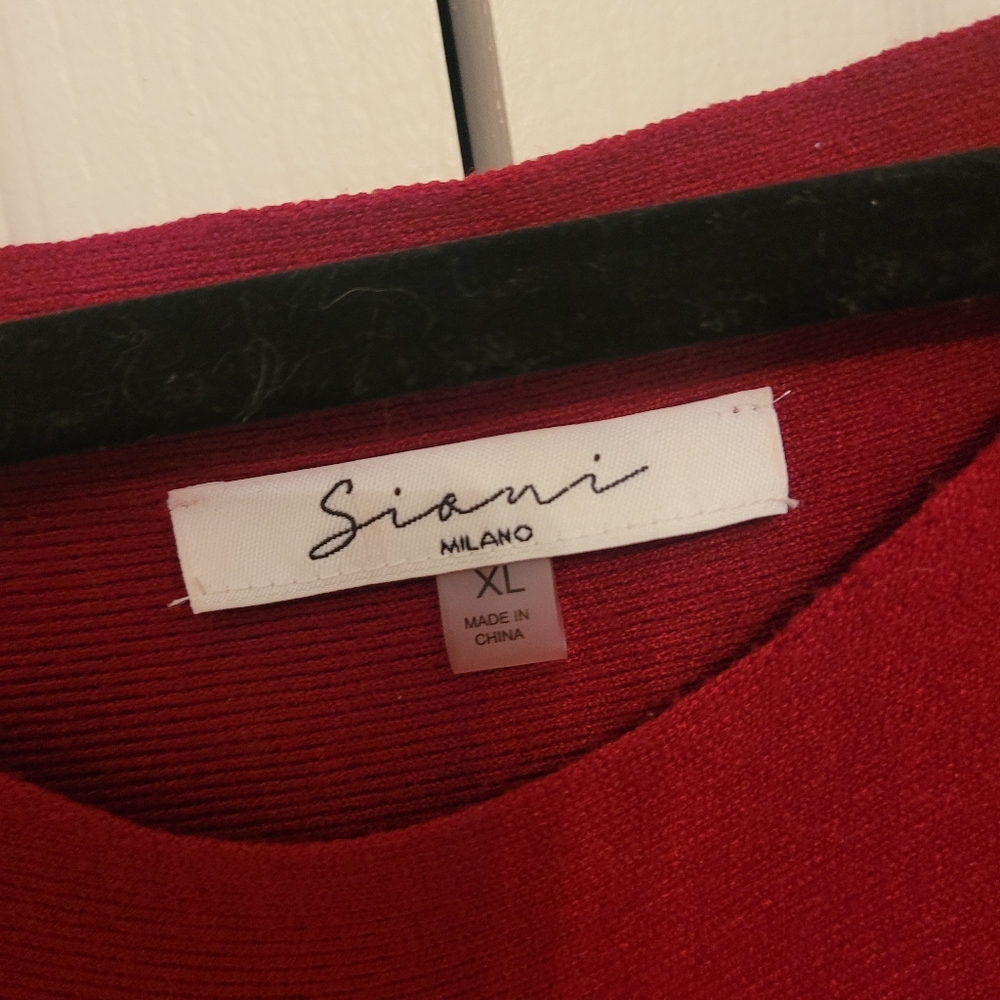 Women's Red Crew Neck Sweater - Picture 2 of 3